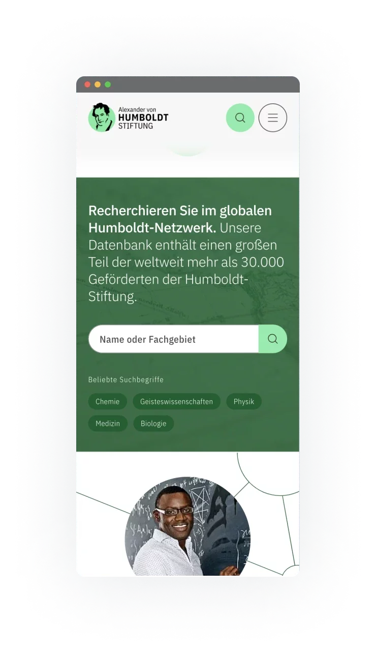 Screenshot einer Detailseite von humboldt-foundation.de