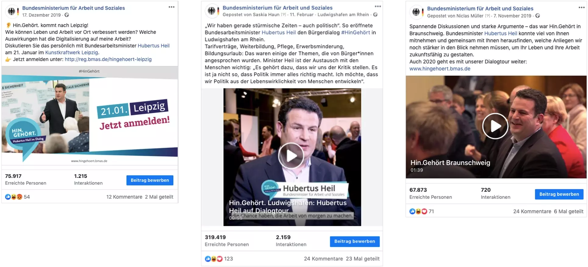 Eine Collage verschiedener Post in den Sozialen Medien, begleitend zur Veranstaltung.